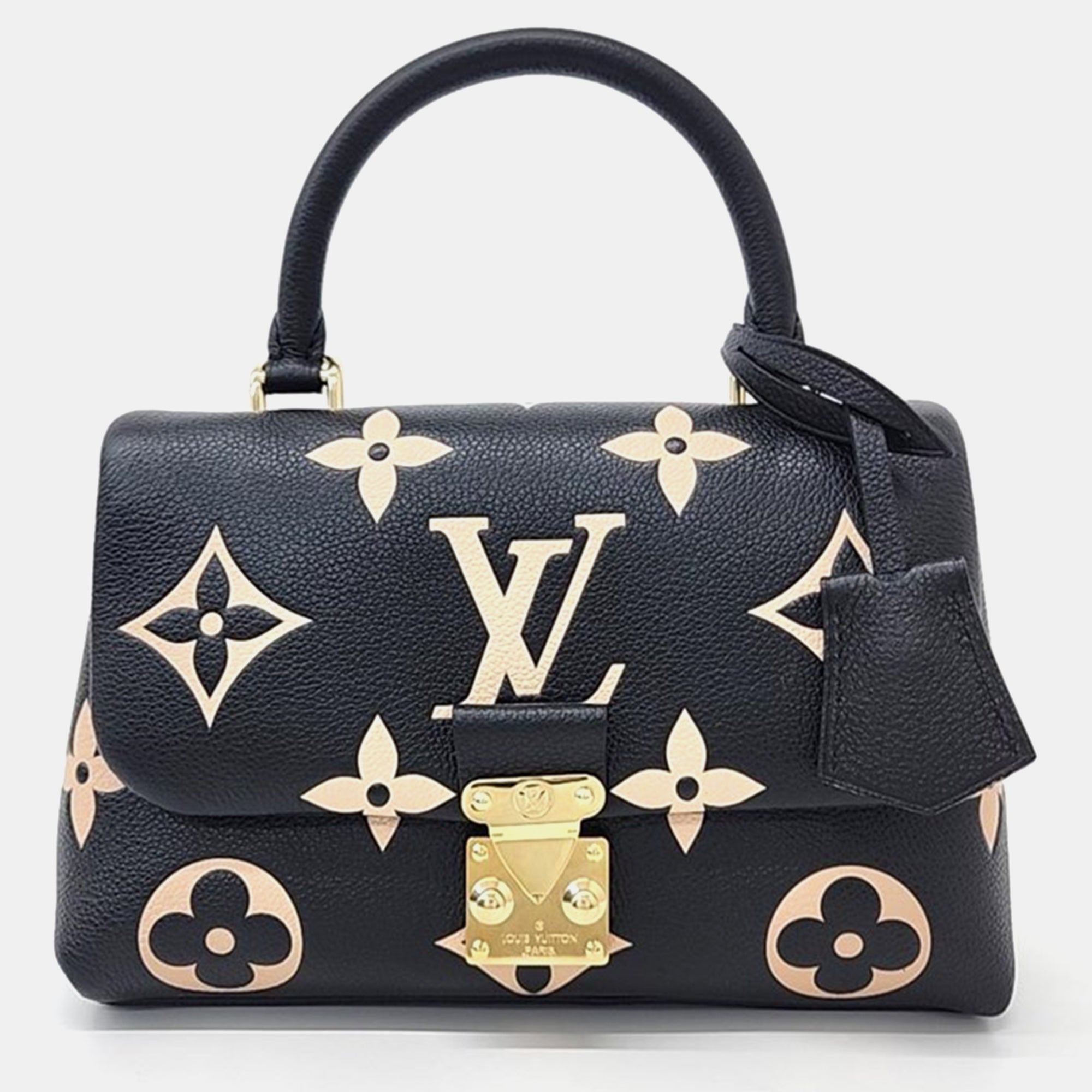 Luxury Black & White Bicolor Giant Empreinte Leather Madeleine BB Shoulder Bag for Women | Designer Handbag with Gold-Tone Hardware | Perfect for Work, Travel & Evening Events