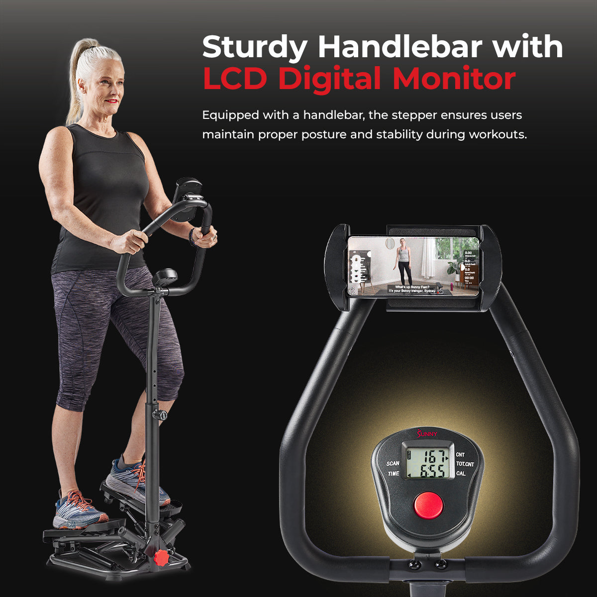 Smart Twist Stepper with Handlebar - Portable Home Exercise Machine for Cardio & Leg Workout - Perfect for Indoor Fitness, Office & Small Spaces