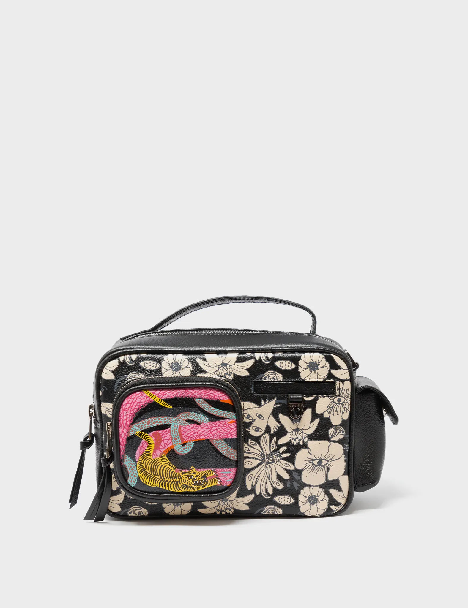 Ilan Radio Medium Black Crossbody Bag - Stylish Tangle Tales Black Design for Women | Perfect for Travel, Work & Everyday Use