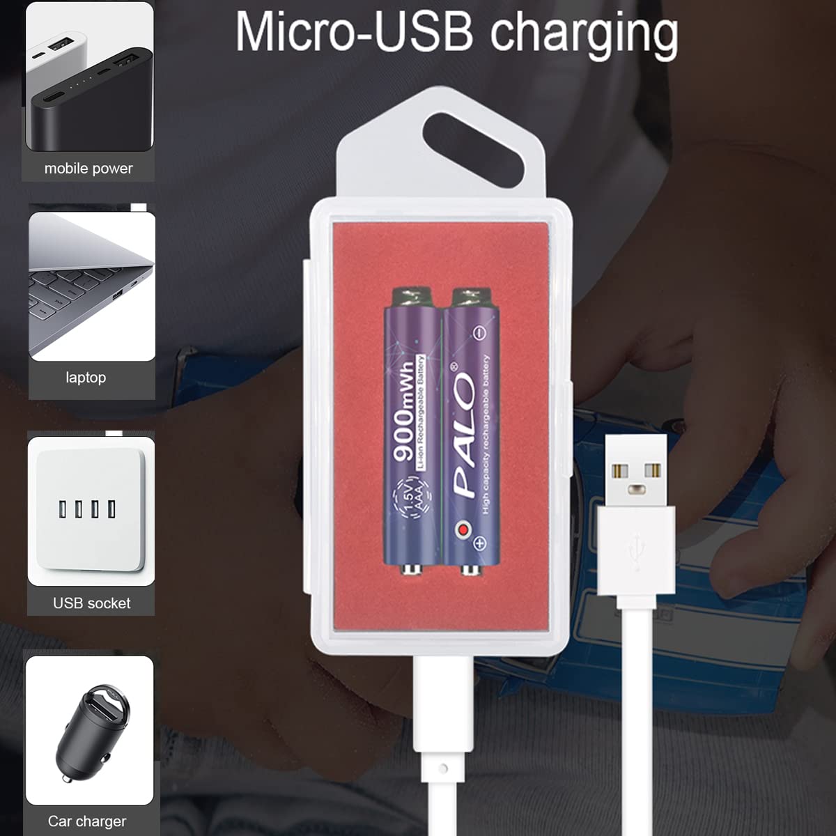 6 Pack Rechargeable AAA Lithium Batteries 1.5V with USB Charger - Long Lasting Constant Voltage Power for Cameras, Toys, Remote Controls & Electronic Devices