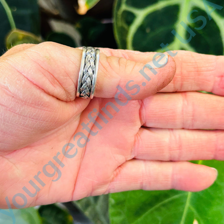 Sterling Silver Braided Band Ring - Size 10 - Durable & Elegant Jewelry for Women - Perfect for Thumb Rings, Stackable Rings & Everyday Wear