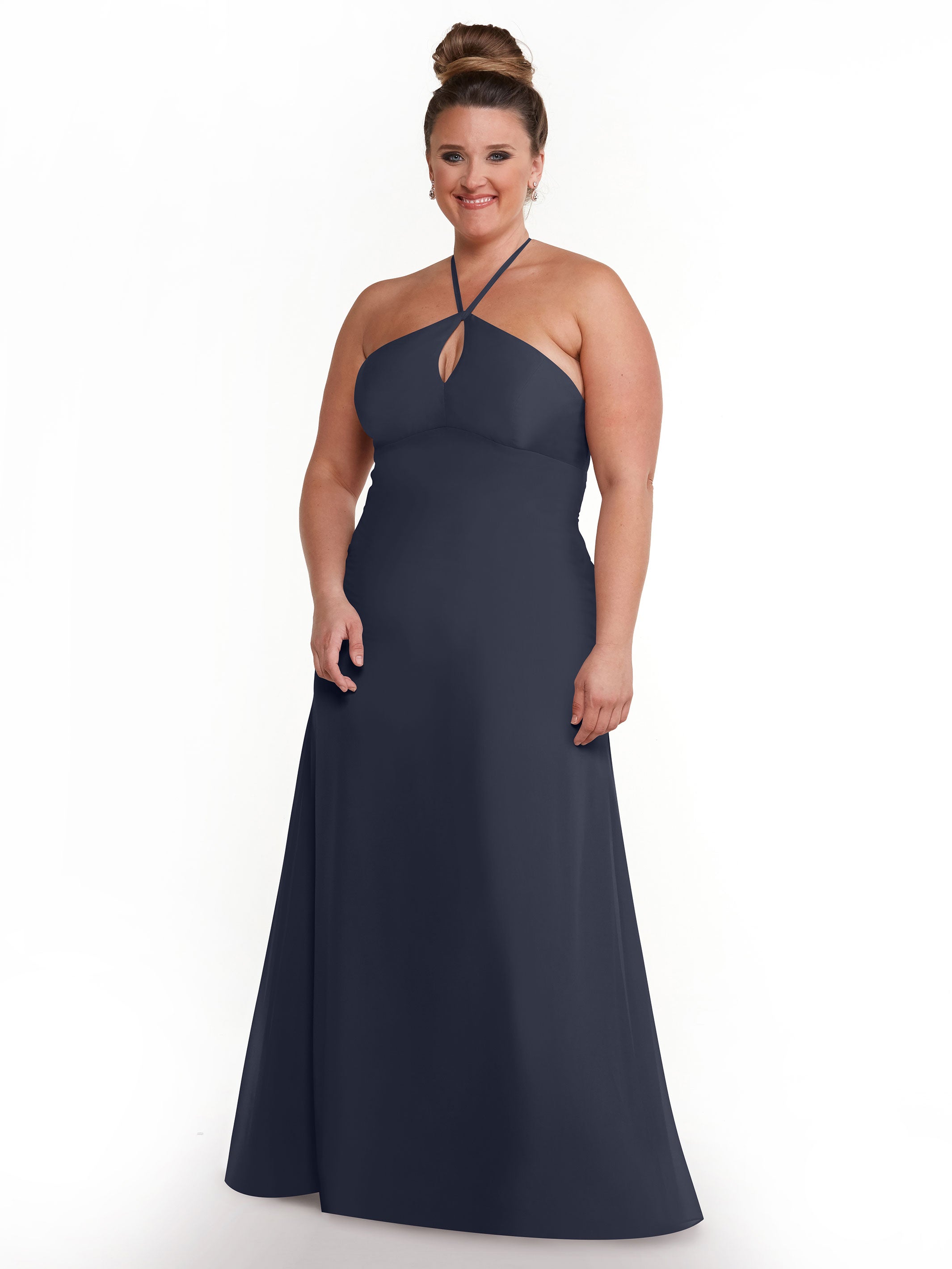Elegant A-Line Chiffon Bridesmaid Dress with Keyhole Halter Neckline - Perfect for Weddings, Formal Events & Special Occasions