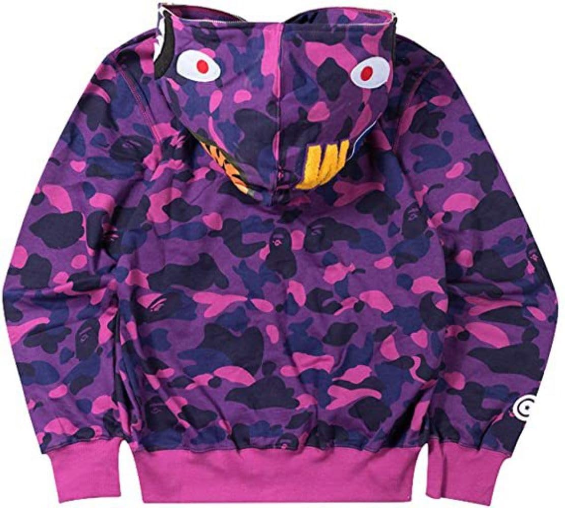 Shark Jaw Camo Jacket Hoodie for Men & Women - Full Zip Up Shark Mouth Sweatshirt for Outdoor Activities, Hunting & Streetwear Fashion