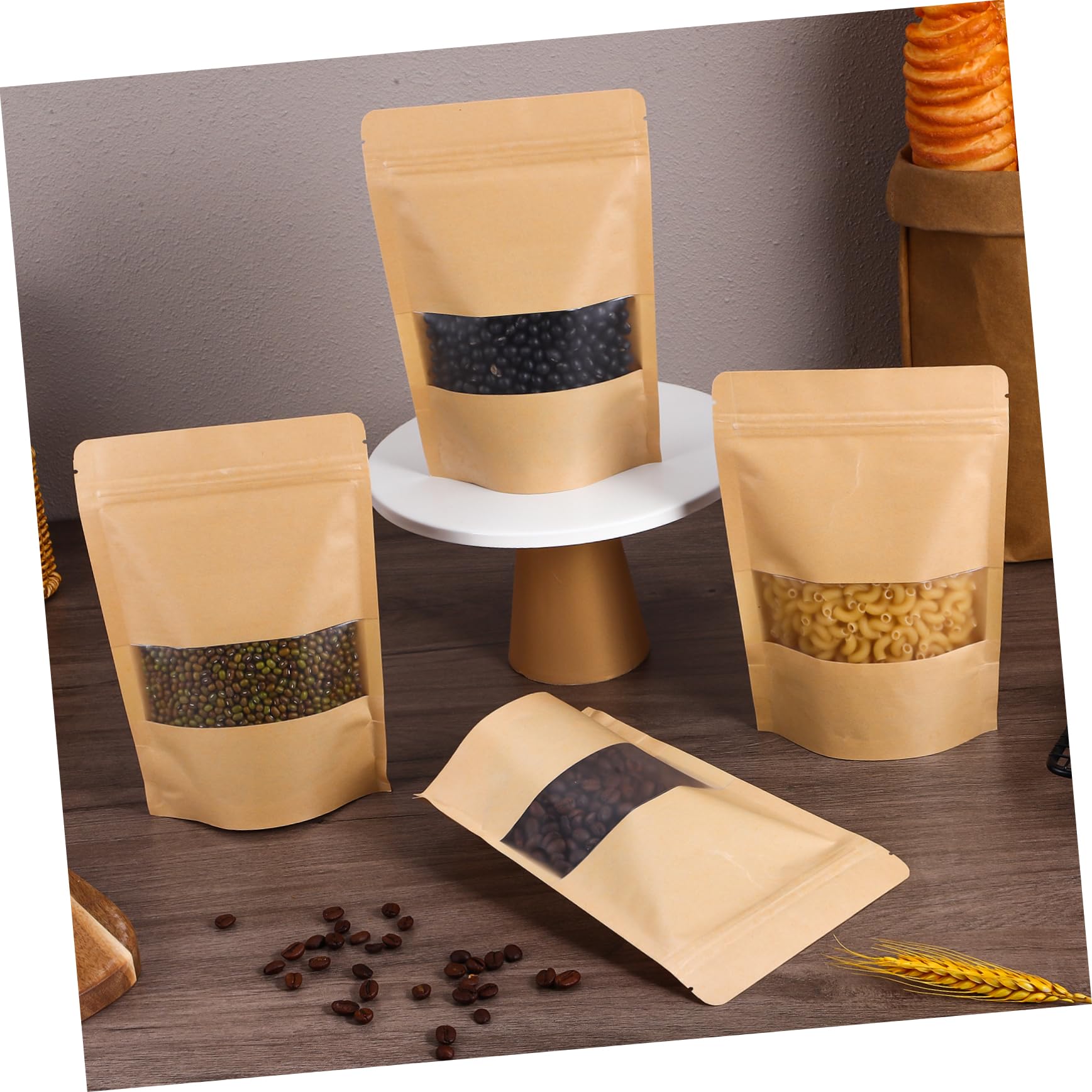 Veemoon 50 Pcs Resealable Kraft Paper Bags - Small Brown Bags for Tea, Coffee, Snacks & Small Business | Eco-Friendly Packaging for Retail, Gifts & Storage