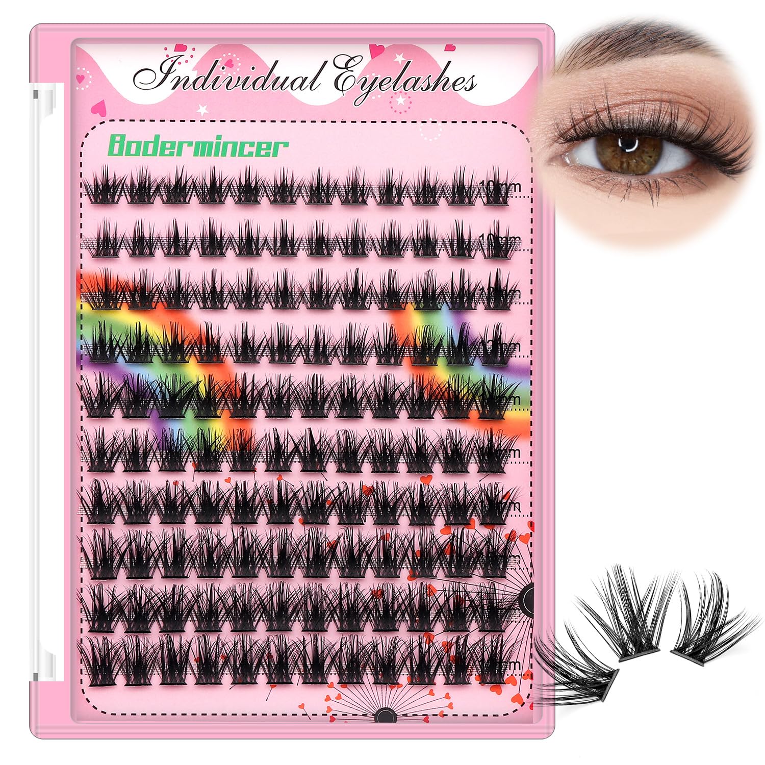 Premium Eyelash Extension Kit - 8-20mm Mixed Lengths (10+12mm, 12+14mm, 14+16mm, 16+18mm) Wispy Lash Clusters for Natural Volume - Perfect for Salon Professionals & DIY Lash Extensions at Home