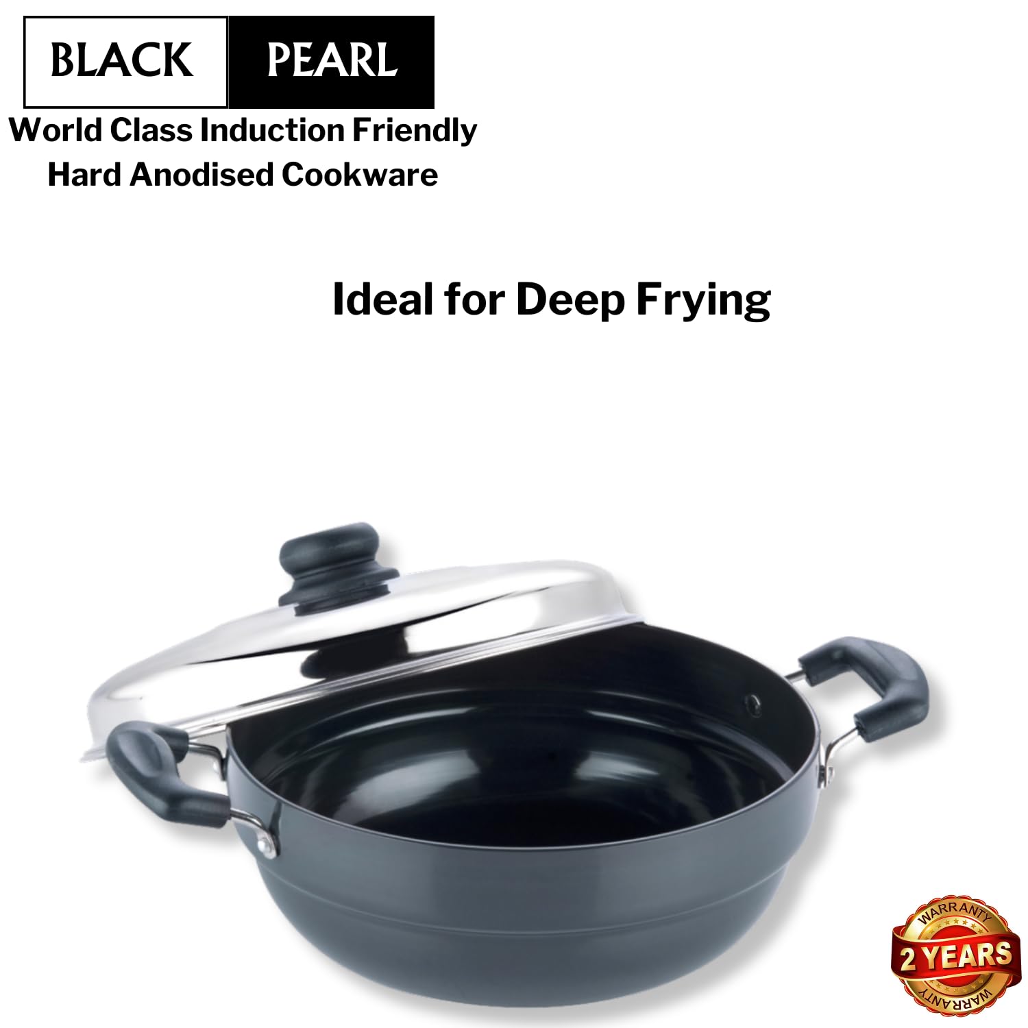 Vinod Premium Hard Anodized 26cm Multi-Purpose Kadhai - Perfect for Idli, Dhokla, Steaming & Indian Cooking | Non-Stick Aluminum Cookware for Home Kitchen Use