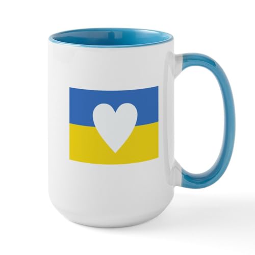 White/Blue Inside - Ukraine Heart Mugs