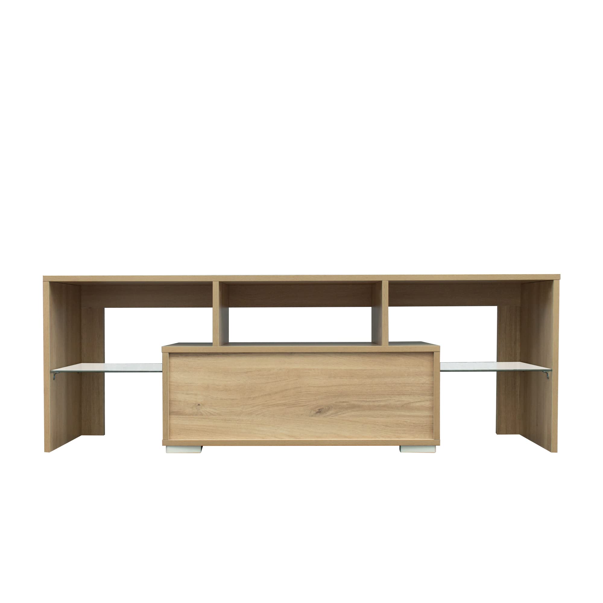 Modern TV Stand with LED RGB Lights - Wooden Flat Screen TV Cabinet for Gaming Consoles | Perfect for Living Room, Lounge & Entertainment Spaces
