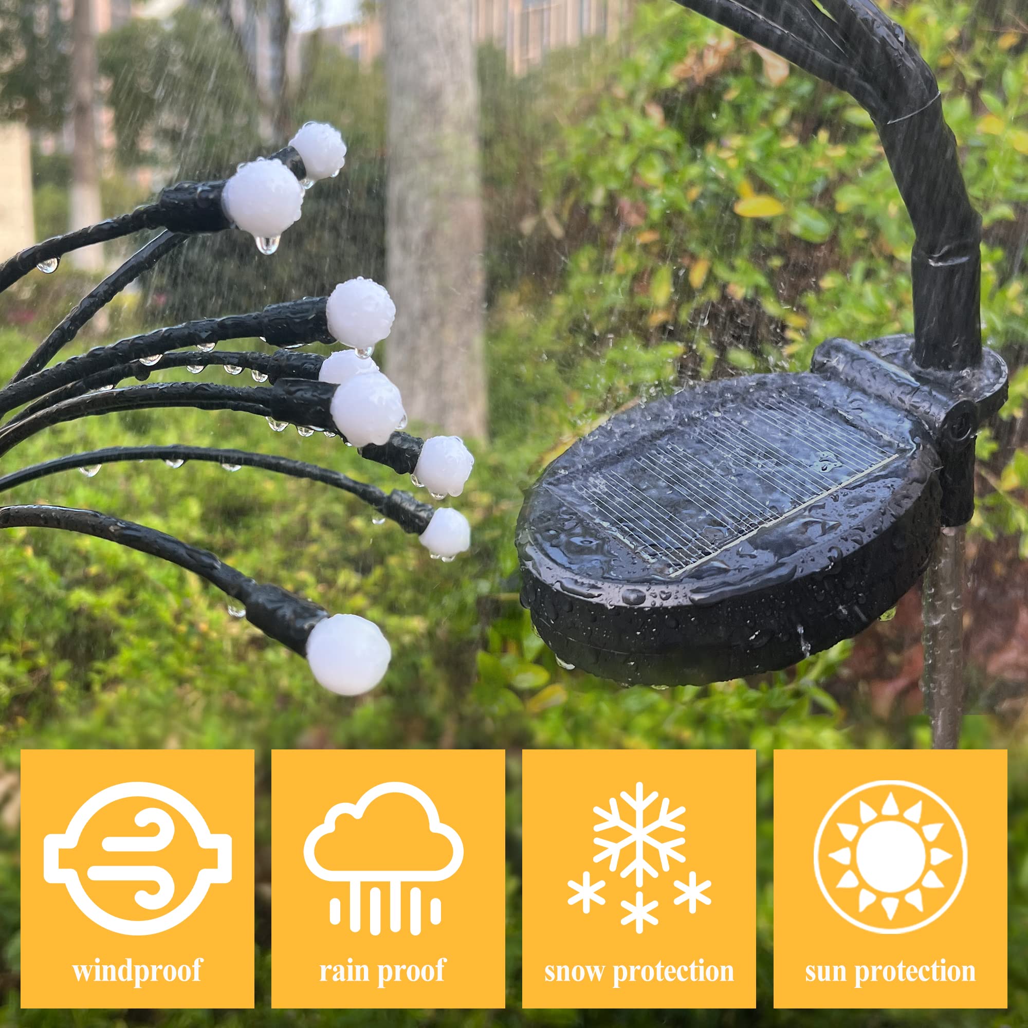 2-Pack 16 LED Solar Swaying Lights - Red Outdoor Garden String Lights for Patio, Yard, Pathway & Landscape Decoration | Weatherproof & Energy Efficient