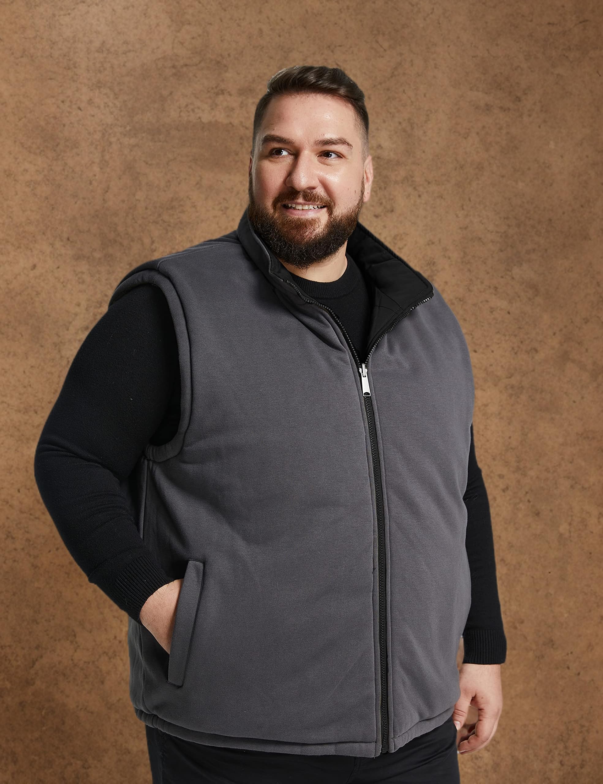 Soularge Men's Big and Tall Winter Reversible Puffer Vest - Thickened Warm Quilted Jacket for Cold Weather, Hunting & Outdoor Activities