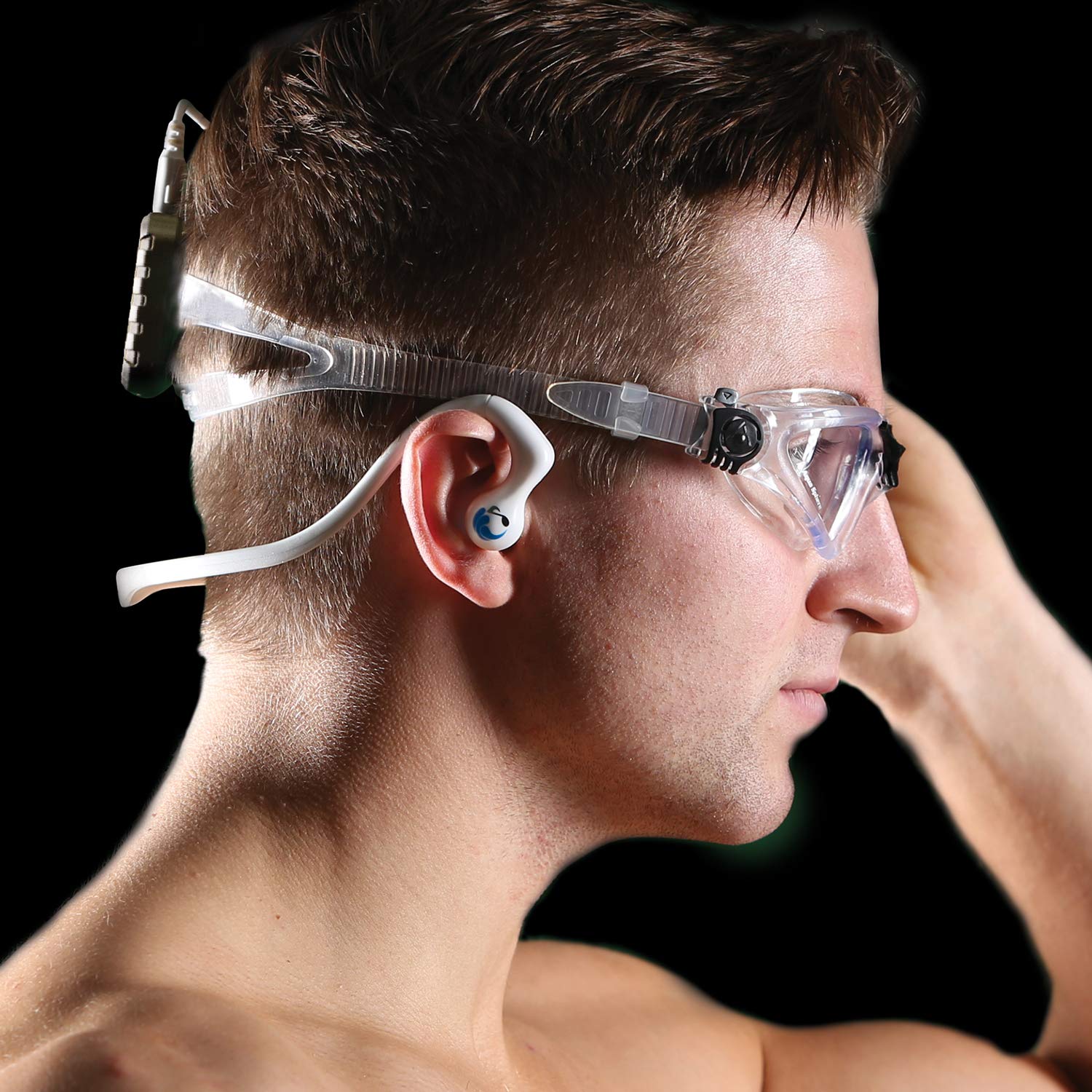 HydroActive Premium Short-Cord Waterproof Headphones - Wired 3.5mm Jack with 11 Earbud Tips in 4 Styles - Ideal for Swimming, Running & Workouts (Music Player Sold Separately)