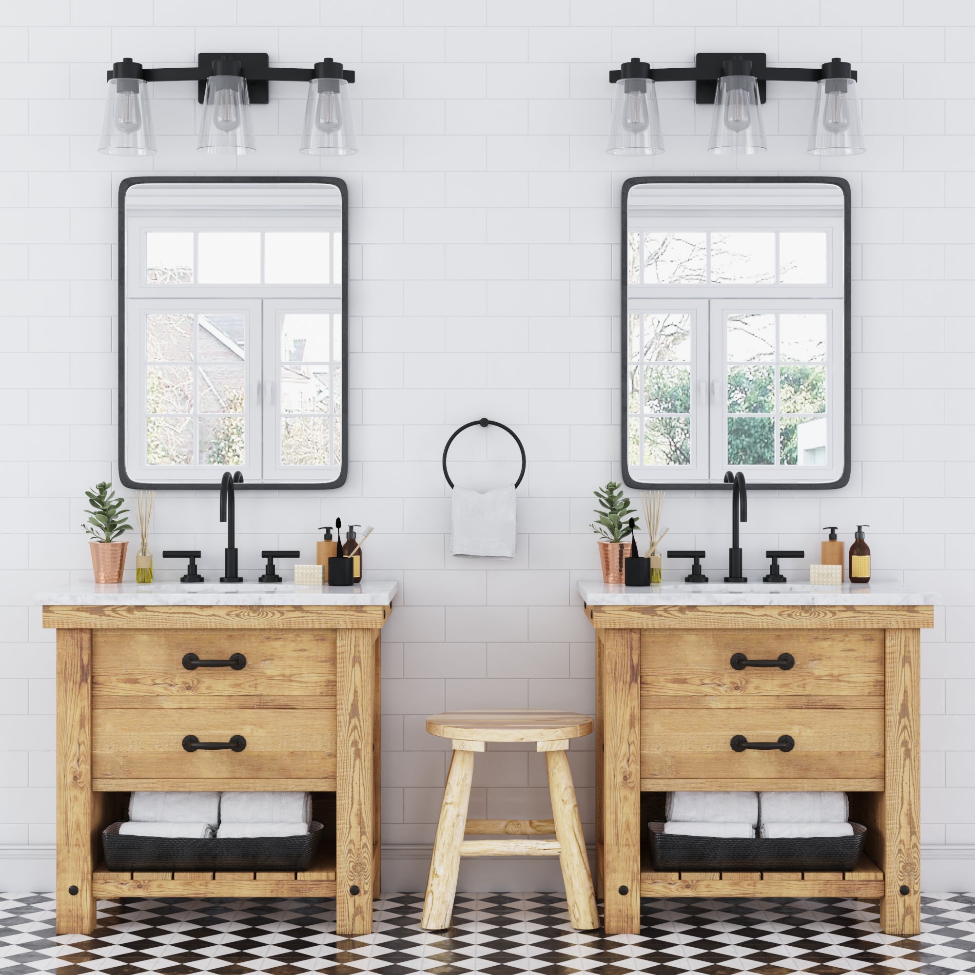 Fairendale 3-Light Vanity Light Fixture with Clear Glass Shades in Matte Black - Perfect for Bathroom, Bedroom, and Dressing Room Lighting