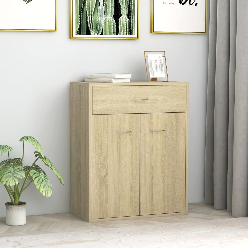 Sonoma Oak Sideboard Cabinet 23.6x11.8x29.5 Inches - Stylish Floor Locker for Living Room, Bedroom, Home Office - Durable Chipboard Storage Solution for Kitchen, Hallway & Entryway Decor