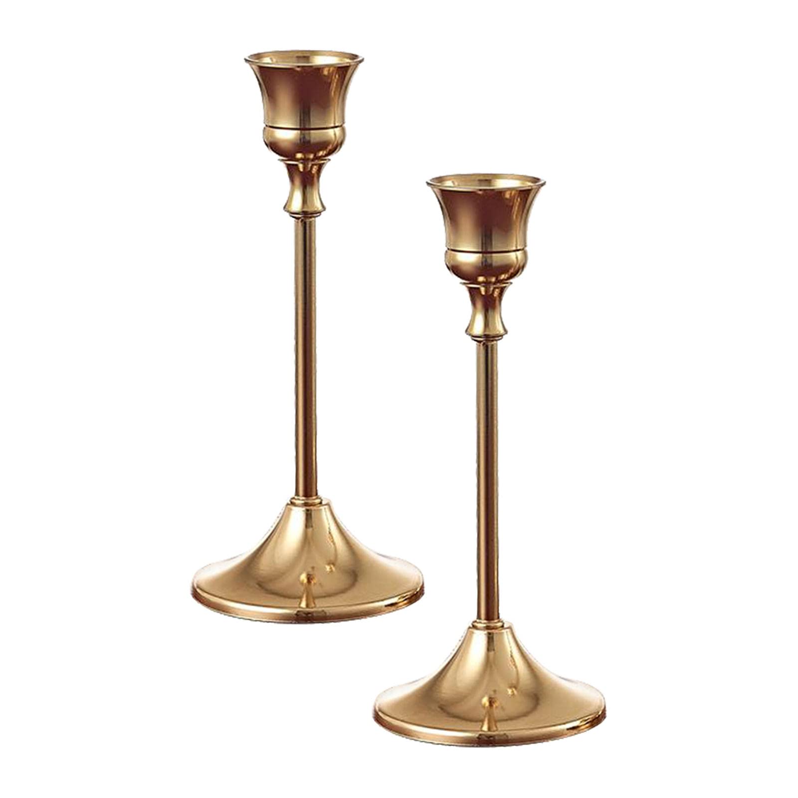 FAKEME 2-Pack Gold Metal Taper Candle Holders - Elegant Candlestick Holders for Weddings, Dining Table Decor, Party Centerpieces - Perfect Candelabra Gift for Friends & Home Decoration - Ideal for Romantic Dinners, Holiday Decor & Special Occasions