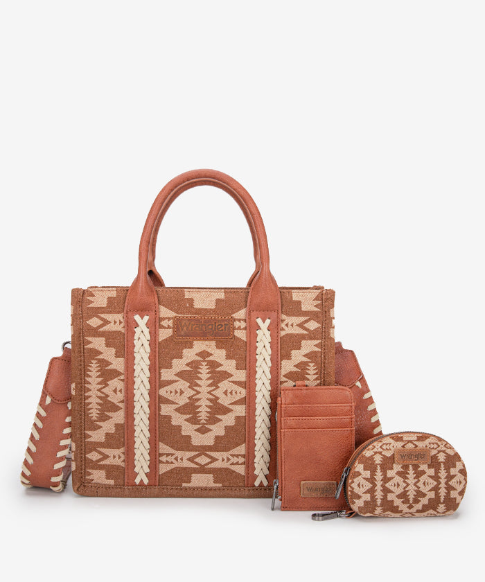 Wrangler Aztec Print Tote Bag Set - Stylish & Durable Cotton Tote Bags for Women - Perfect for Shopping, Beach, Travel & Everyday Use