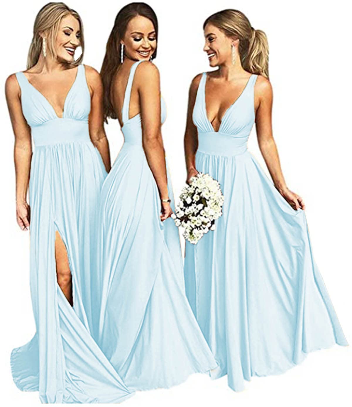 Elegant Chiffon V-Neck Sleeveless Long Bridesmaid Dress - A-Line Backless Formal Evening Gown for Women | Perfect for Weddings, Proms & Special Occasions