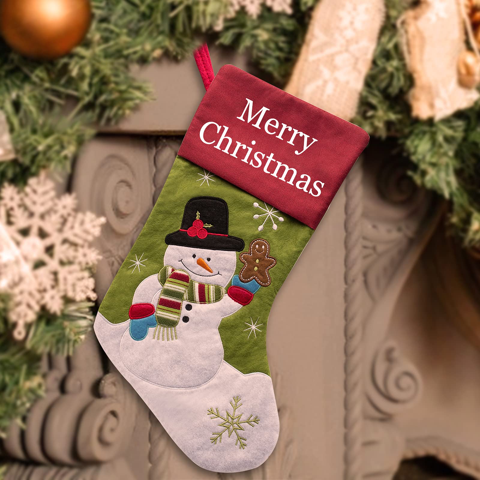 Personalized Custom Christmas Stockings with Name - 1, 2, 3, 4, 5, 6 Pack Holiday Decorations for Home, Family & Friends - Perfect for Fireplace Mantel, Xmas Tree Decor & Gift Exchange (1 Pack)