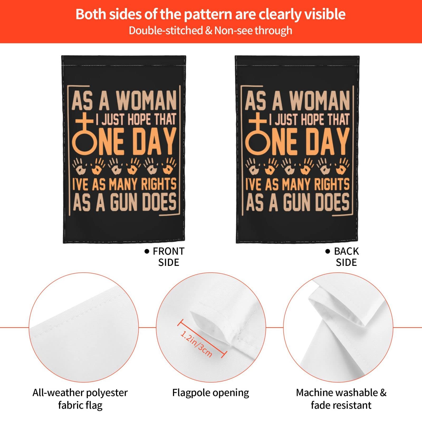 Feminism Garden Flag - 12x18 Inches Double-Sided Outdoor Patio Decoration Banner with Empowering Message - Perfect for Women's Rights Supporters, Backyard, Front Porch & Garden Decor