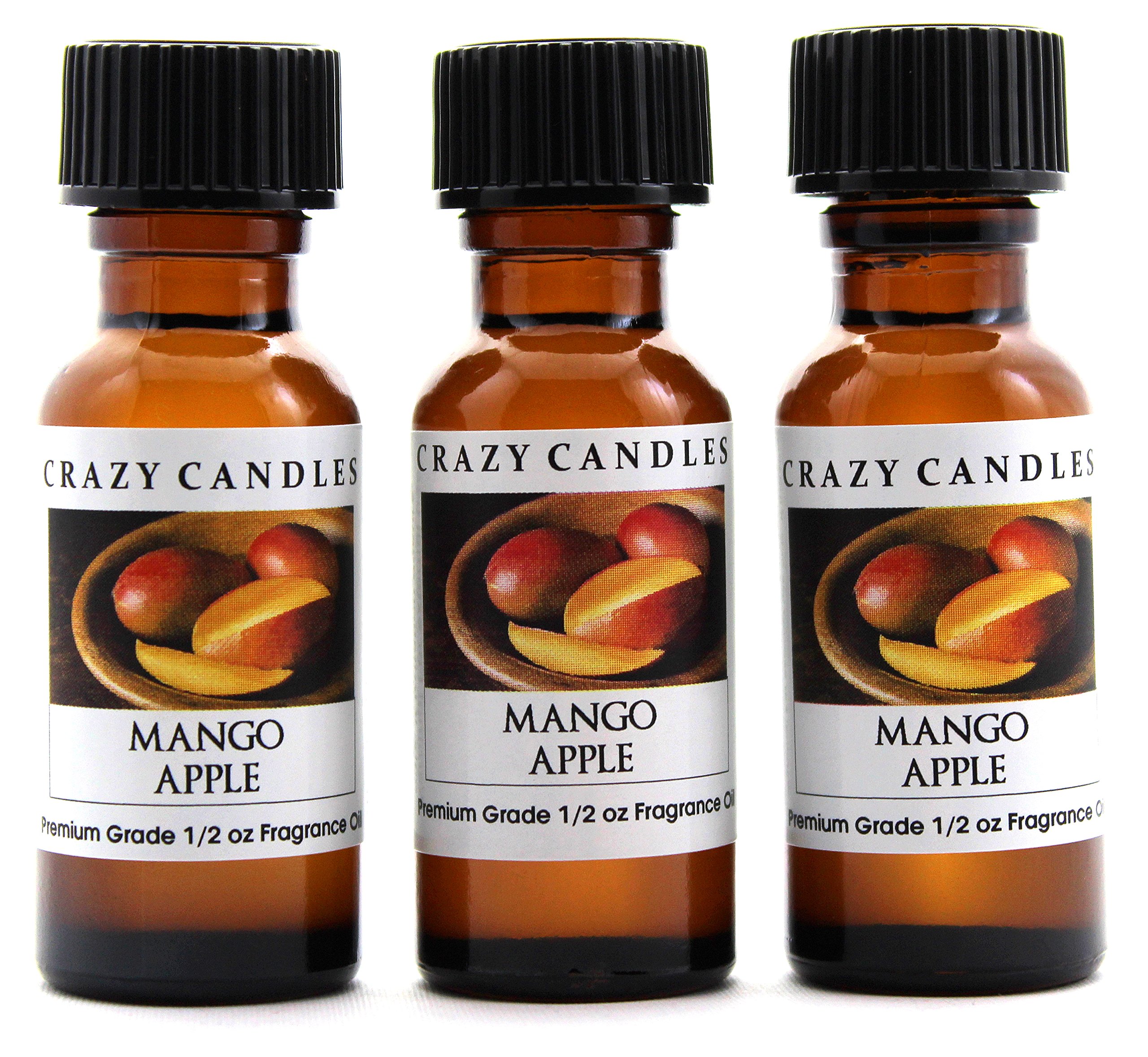 Premium Mango Apple Scented Fragrance Oil - 3 Pack (1/2 Fl Oz/15ml Each) for Aromatherapy, Candles & Home Diffusers