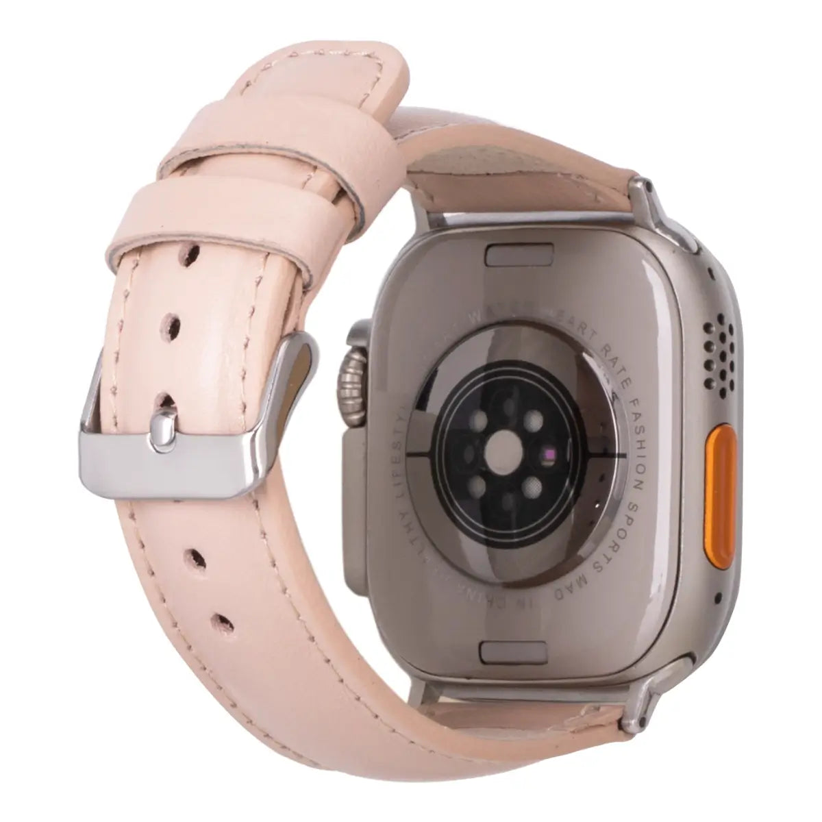 Soft Nude Pink Genuine Leather Apple Watch Band - Stylish & Comfortable for Women, Compatible with All Apple Watch Series - Perfect for Workouts, Office & Everyday Wear