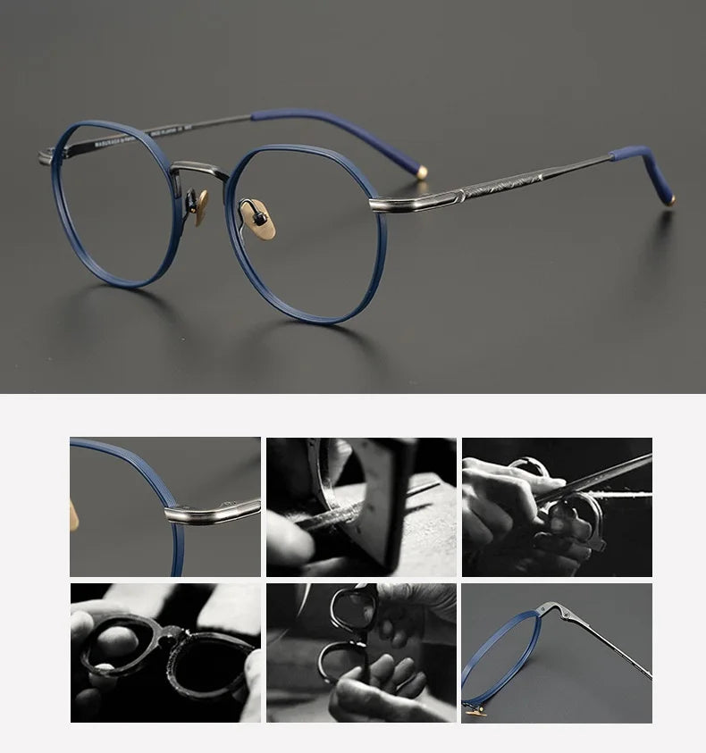 Aimee Unisex Full Rim Round Polygon Titanium Eyeglasses Frame 5342 - Lightweight Durable Glasses for Men & Women - Perfect for Reading, Work, and Everyday Wear