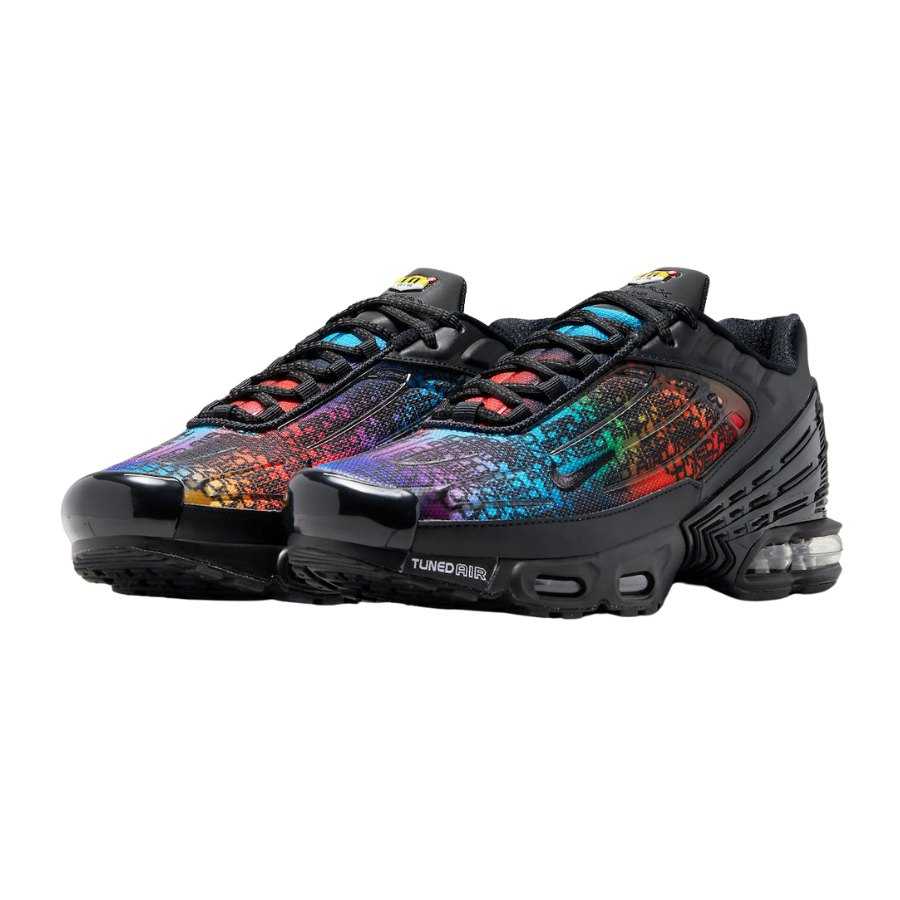 Nike Air Max Plus 3 Premium Running Shoes - Rainbow Gradient Black Fuchsia Dream Racer Blue | Men's Athletic Sneakers for Jogging, Gym Workouts & Casual Wear