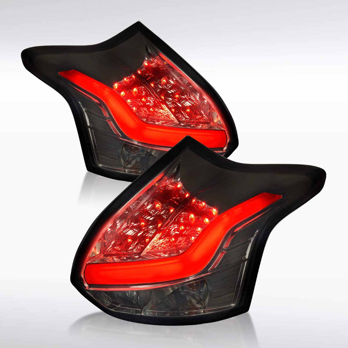 AUTOZENSATION LED Smoke Tail Lights for 2012-2014 Ford Focus Hatchback - Left & Right Pair Assembly - Enhanced Visibility & Style for Night Driving & Custom Car Appearance