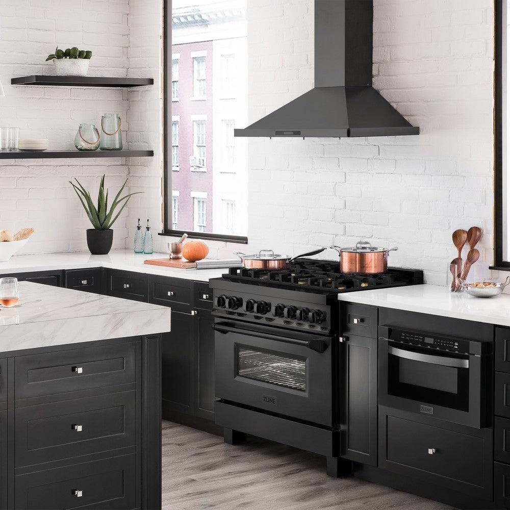 ZLINE 24 Inch 1.2 Cu Ft Black Stainless Steel Built-In Microwave Drawer (MWD 1 BS) - Perfect for Modern Kitchens, Small Spaces & Seamless Cabinet Integration