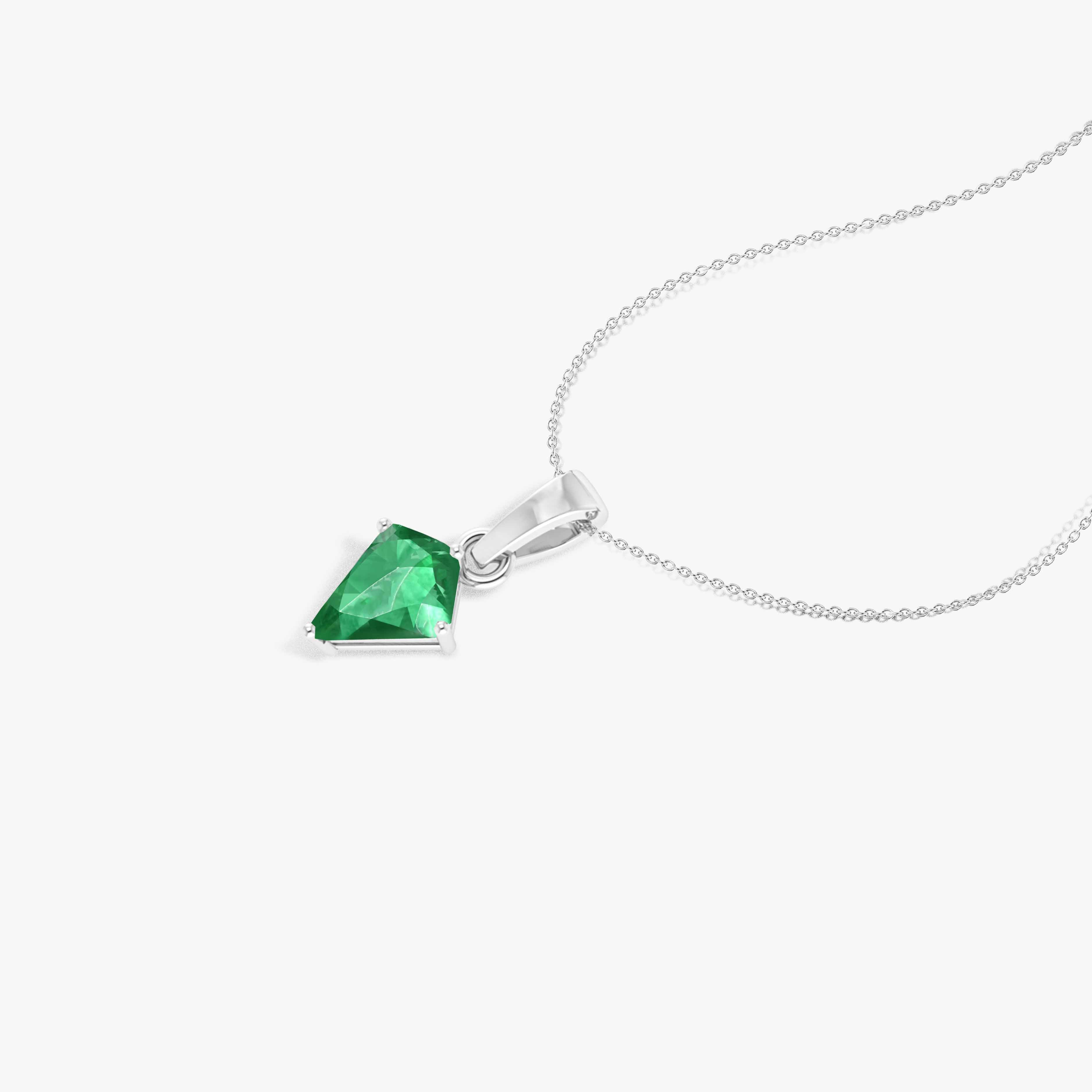 Emerald Kite Gemstone Pendant Necklace for Women - 925 Sterling Silver Green Jewelry Gift for Birthday, Anniversary & Valentine's Day - Perfect for Everyday Wear & Special Occasions