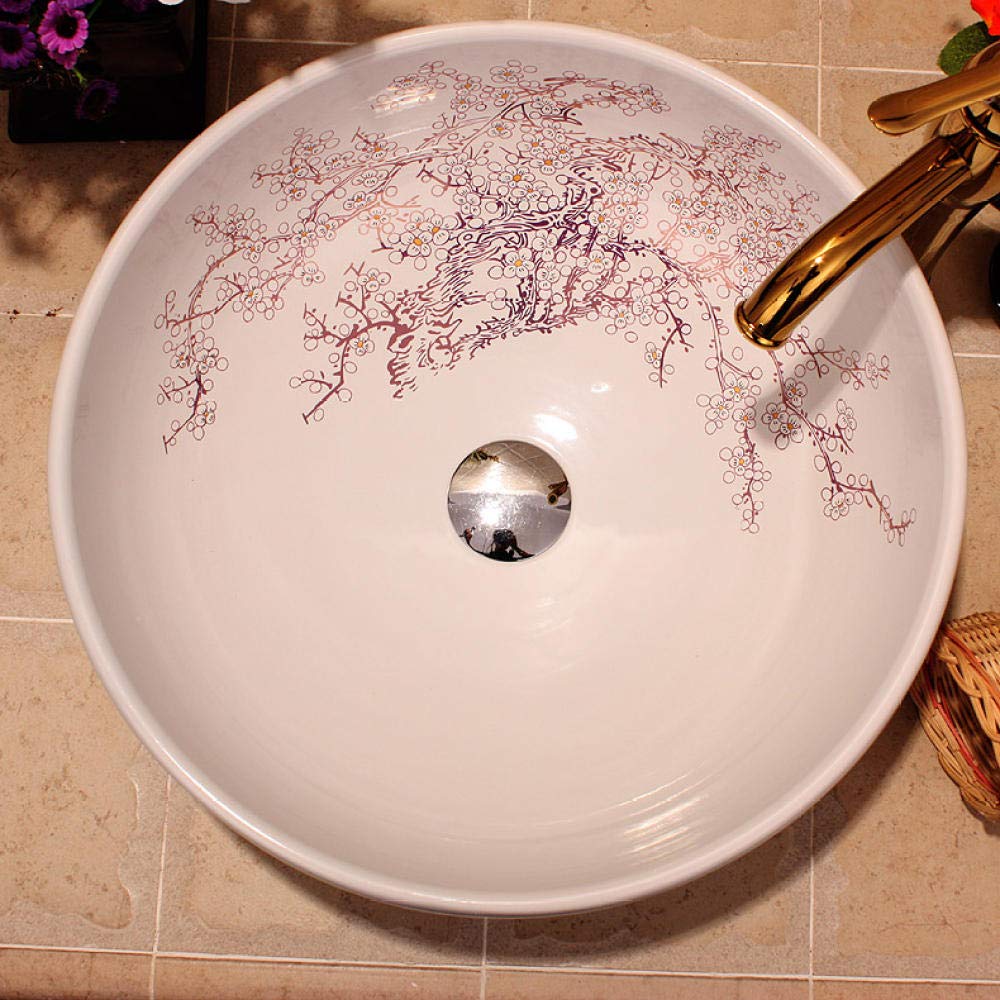 Hand-Painted Ceramic Vessel Sink - Jingdezhen Art Countertop Bathroom Basin | Perfect for Modern & Luxury Bathroom Vanities, Powder Rooms & Spa Retreats