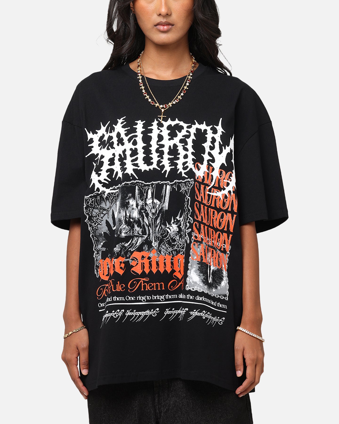 The Lord of the Rings Sauron Graphic T-Shirt - Black Cotton Vintage Tee for Men | Movie Merchandise & Fan Apparel | Perfect for Cosplay, Conventions & Casual Wear