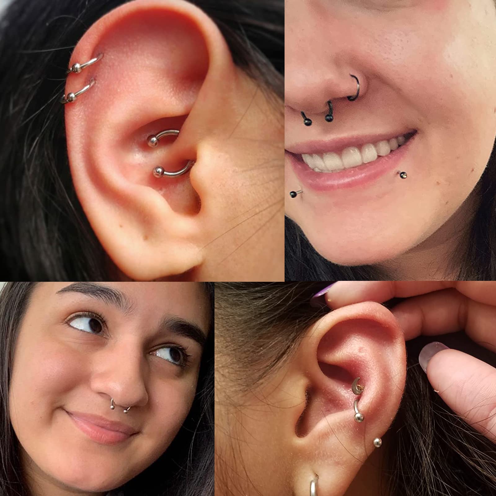 VFUN Stainless Steel Tragus Earrings for Women - Helix, Lip Retainer, Septum & Cartilage Piercing Jewelry - Perfect for Daily Wear, Parties & Gifts
