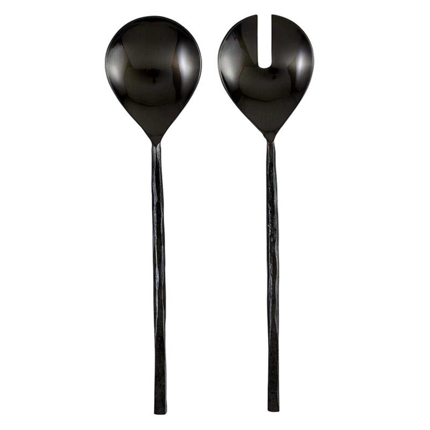 Premium Black Salad Serving Spoon and Spork Set - Durable Utensils for Picnics, BBQs, Parties & Outdoor Dining