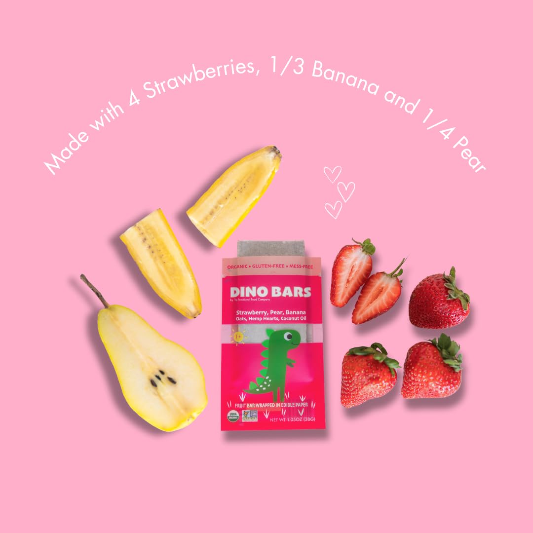 Organic Dino Bars for Kids - Healthy Dinosaur Snacks with Fruit, Oats, Hemp Hearts & Coconut Oil | Blueberry, Strawberry & Mango Flavored Toddler Bars | Edible Paper Wrapped | Variety 9 Pack for Ages 1+ | Perfect for School Lunches, Road Trips & On-the-Go Snacking