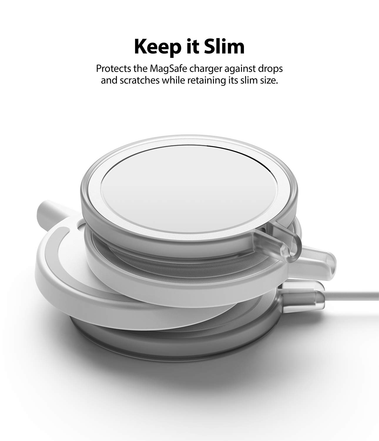 Ringke Slim MagSafe Charger Case - Compatible with iPhone 15W Wireless Charging Pad (A2140, 1M) | Matte Clear Protective Cover | Perfect for Home, Office & Travel Charging