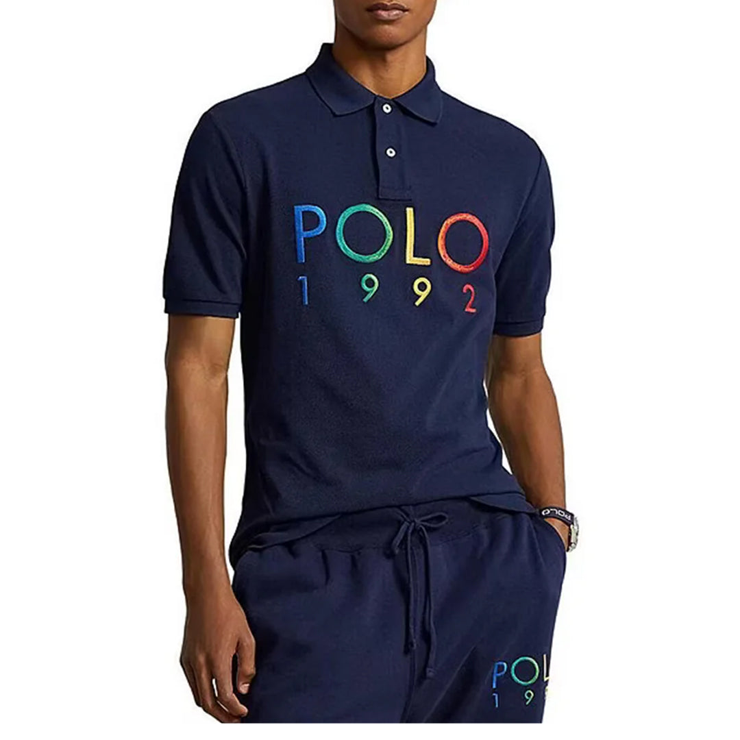 Classic Fit Polo 1992 Mesh Short Sleeve Shirt for Men - Navy Blue Casual Summer Top | Perfect for Golf, Office & Outdoor Activities