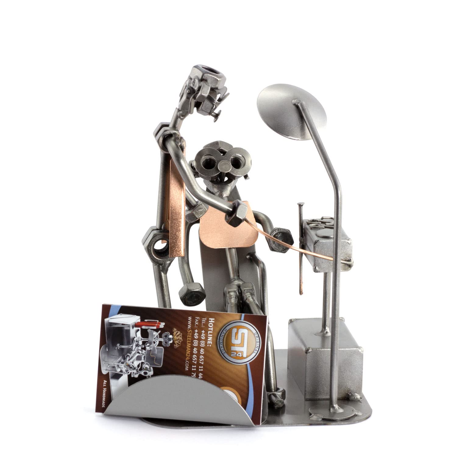 Handmade Metal Dentist Sculpture with Business Card Holder - Nuts and Bolts Design - Made in Germany - Perfect Office Desk Decor & Unique Gift for Dentists