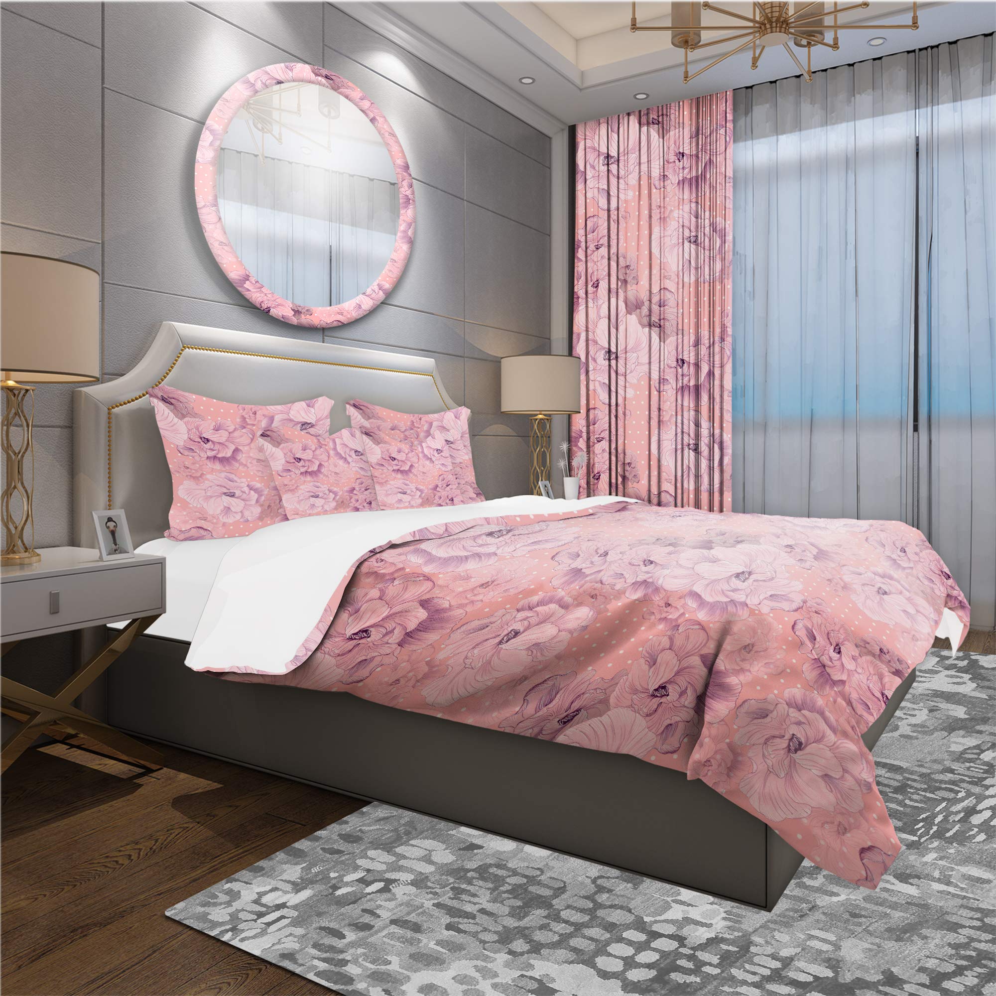 DesignQ 3-Piece King Size Duvet Cover Set - Ultra Soft Hypoallergenic Microfiber Bedding for All Seasons - Pink Floral Bohemian Style - Machine Washable | Perfect for Master Bedroom, Guest Room & Bohemian Home Decor