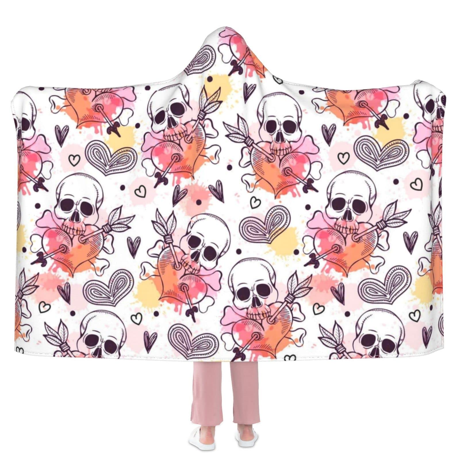 YUXIXI Hooded Blanket - Soft Avocado Print Wearable Fleece Throw for Adults & Kids - Cozy for Movie Nights, Camping, and Lounge Wear