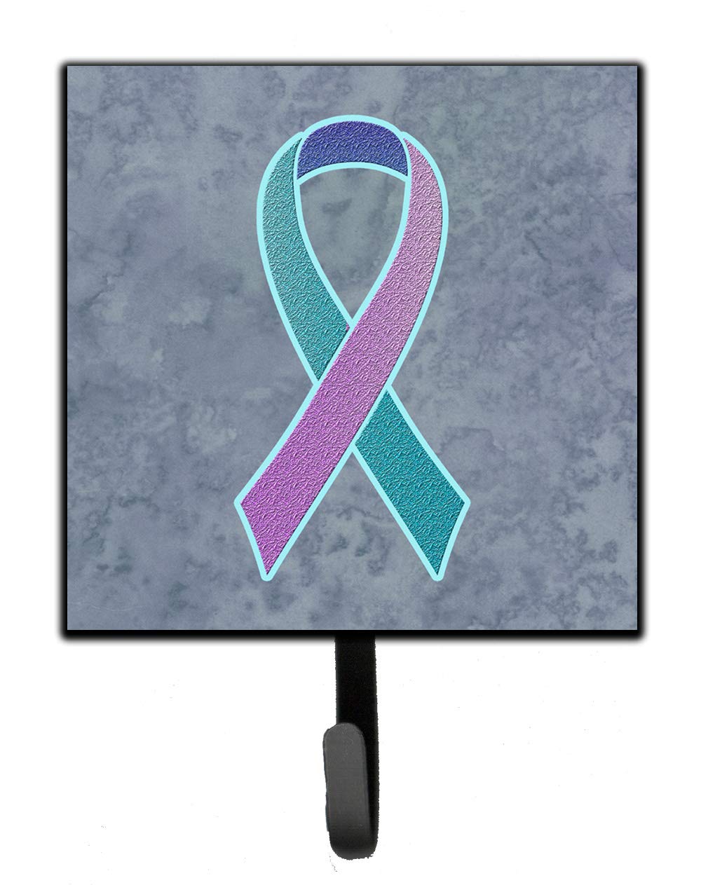 Thyroid Cancer Awareness Ribbon Leash & Key Holder - Teal, Pink, Blue Wall Hooks for Keys, Coats & Towels | Durable Wall Mount Coat Rack | Perfect for Home, Office & Hospital Support Decor