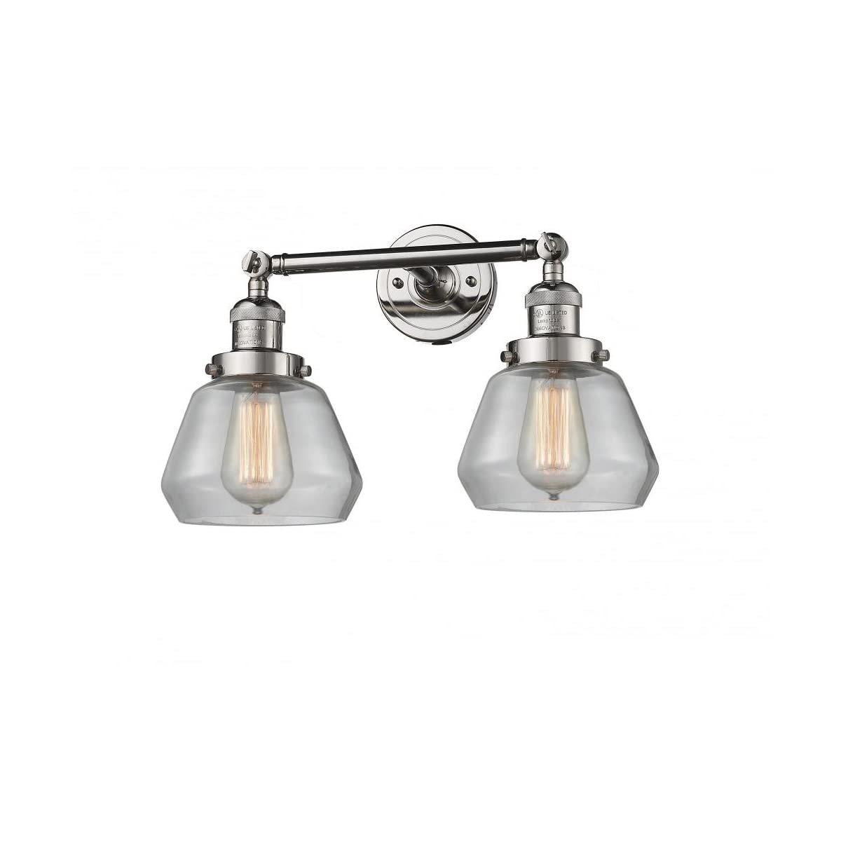 Vintage Dimmable LED Bathroom Light Fixture - 2 Lights, Polished Nickel Finish, Energy Efficient for Bathroom Vanity or Powder Room Decor