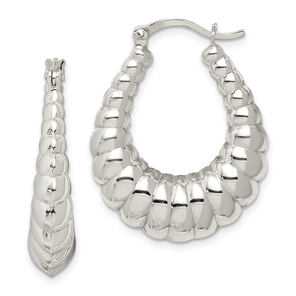 Diamond2Deal 925 Sterling Silver Classic Hoop Earrings for Women - 1.22 Inch Large Hoops, 0.98 Inch Width - Hypoallergenic, Durable & Shiny - Perfect for Everyday Wear, Parties & Gifts