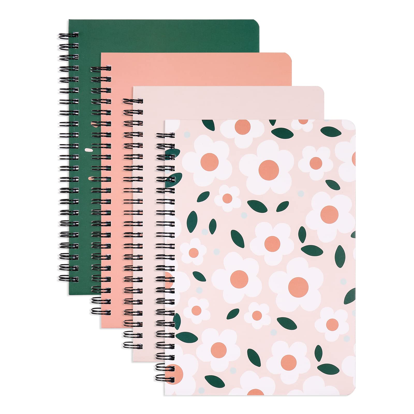 4 Pack Floral Spiral Notebooks 6×8 Inch - Wide Ruled Hardcover Journals for Women, School & Office Use, 320 Sheets/640 Pages - Perfect for Note Taking, Journaling & Gift Giving