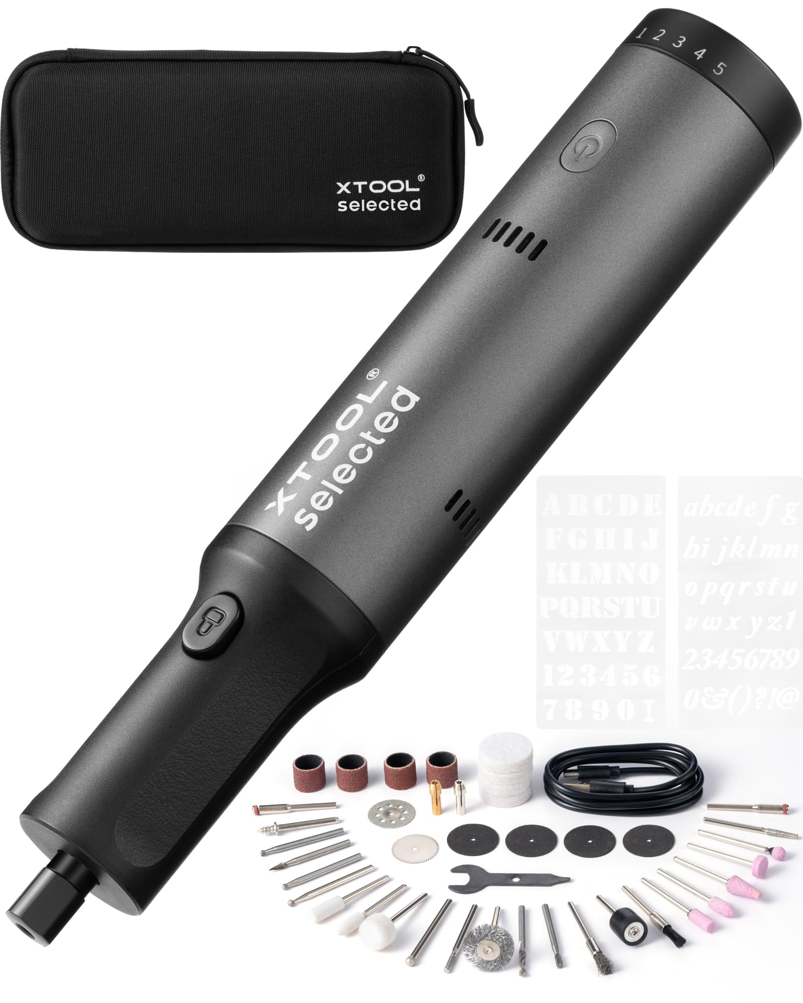 xTool 42-in-1 Cordless Engraving Pen & Rotary Tool Kit - Multi-Purpose Engraver for Metal, Wood, Glass, Plastic - Large Capacity DIY Craft Tool with Mini Sander - Perfect for Jewelry Making, Wood Carving, Glass Etching & Home DIY Projects