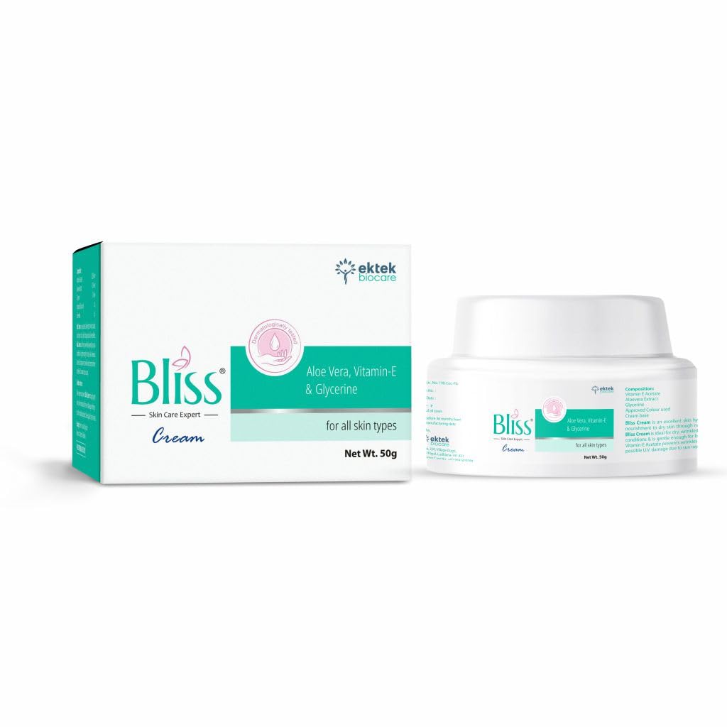 Ektek Bliss Cream 50g - Intense Moisturizing Face & Body Cream for Dry Skin - Hydrating Skincare for Day & Night Use - Perfect for Home, Office & Travel