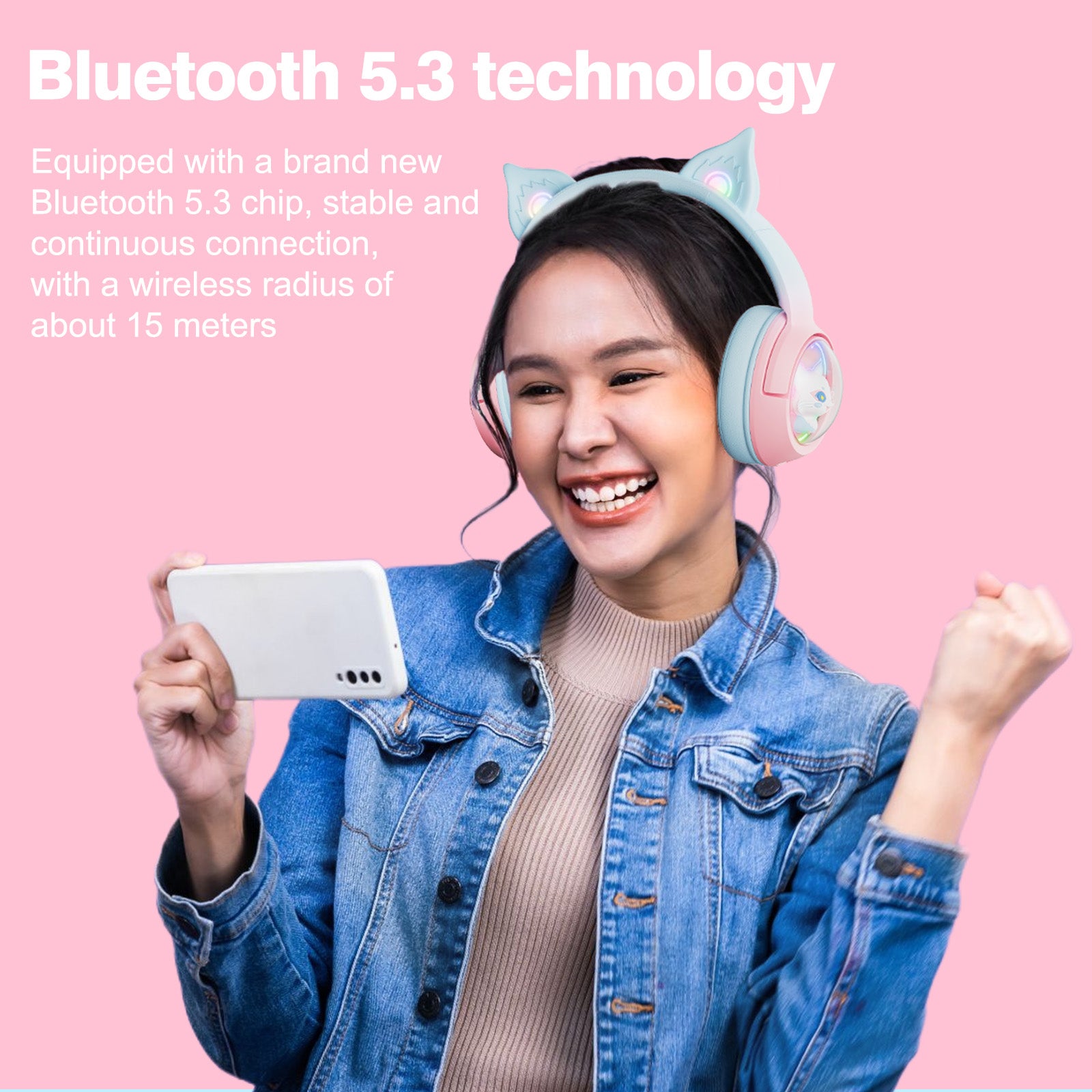 ONIKUMA B5 Gradient RGB Gaming Headset - 2.4G Wireless/Bluetooth/Wired 3-in-1 Mode with Microphone for PC, PS5, Xbox, Switch - Perfect for Gaming, Streaming & Online Meetings
