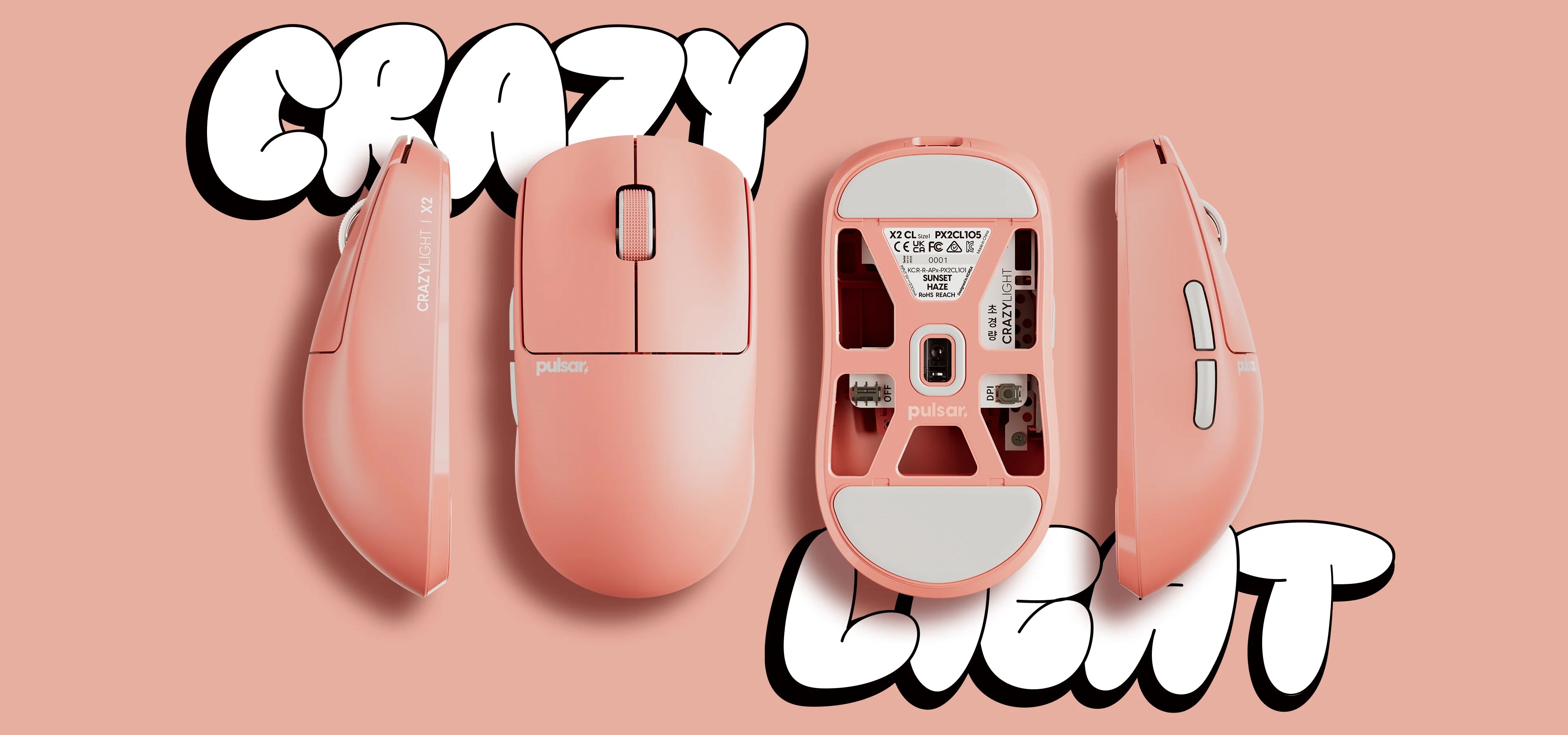 Pulsar X2 CrazyLight Wireless Gaming Mouse - Ultra Lightweight, Ergonomic Design for PC & Mac - Perfect for FPS, MOBA, and Esports Gaming