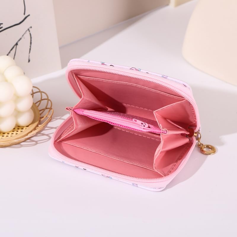 Cute Cartoon Wallet for Women & Girls - Small PU Leather Zipper Coin Purse with Keychain - Credit Card Holder - Anime Design - 2 Piece Set (Cartoon Wallet-03) - Perfect for Daily Use, Travel & Gift Giving