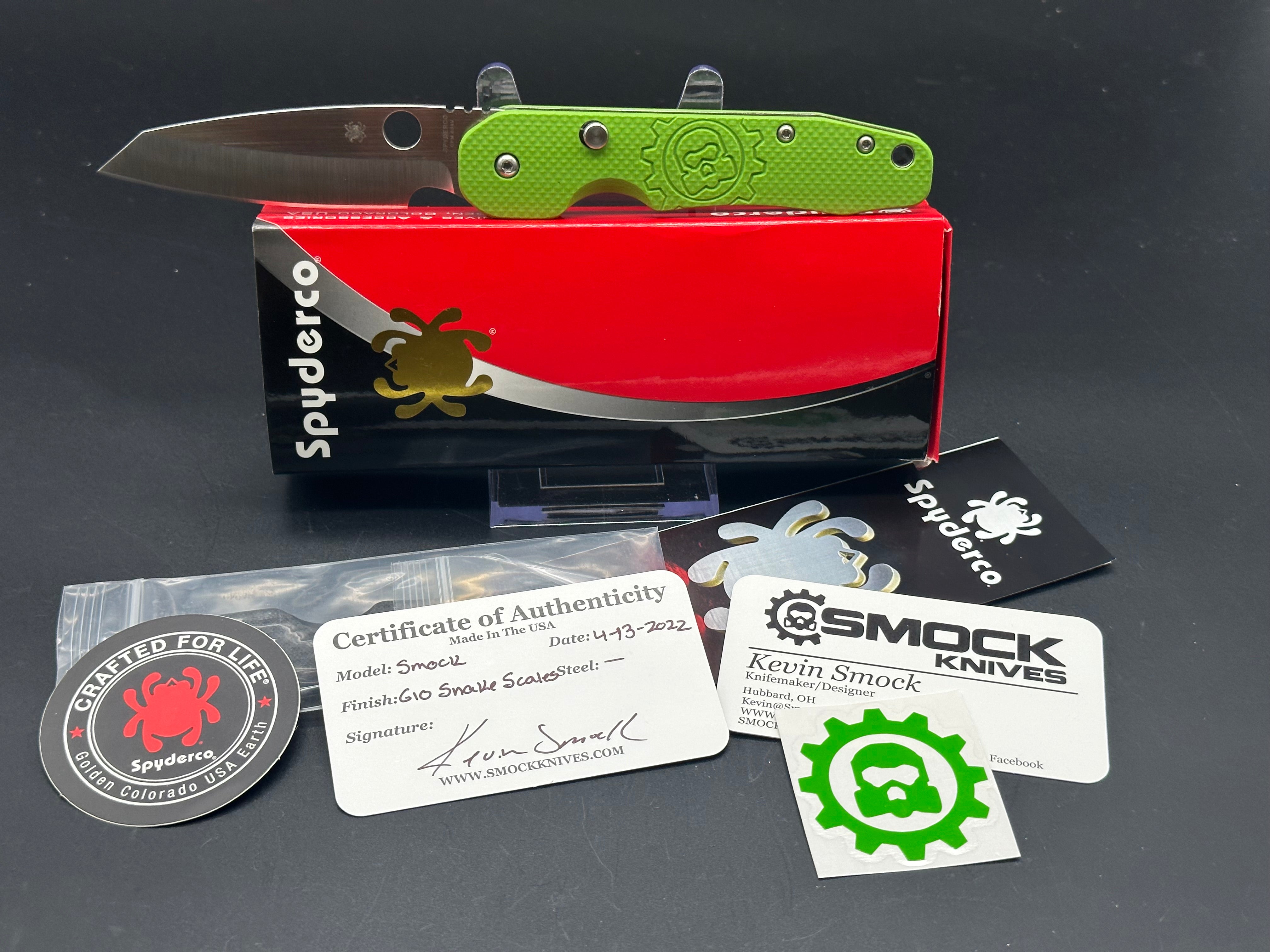 Spyderco Smock C240CFP Folding Knife with Green & Carbon Fiber Scales - EDC Pocket Knife for Outdoor, Camping, and Everyday Carry