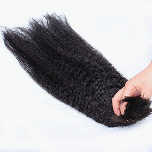 Brazilian Afro Kinky Straight Human Hair Extensions - 100g Bulk No Weft Braiding Hair (14 inch, Dark Brown #4) | Perfect for Box Braids, Twist Outs & Protective Styles